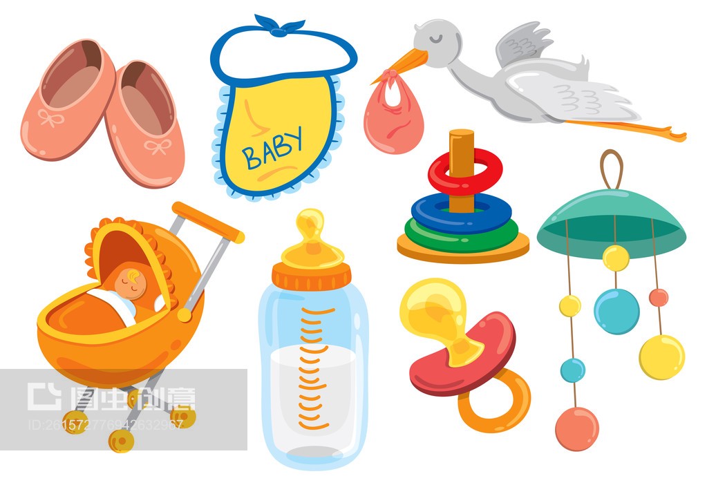 婴儿用品卡通图标Baby stuff cartoon icon